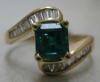 Estate .86ct Colombian Emerald .33ct Diamond 14k Ring  