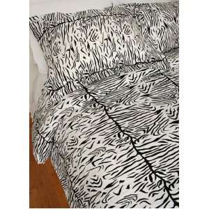  Zebra Print Black and White Queen Duvet Comforter Cover 