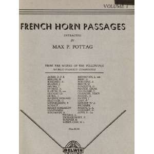  French Horn Passages Volume 1 Max P Pottag Books