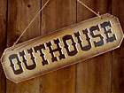 OUTHOUSE Rustic Western Sign with Chopped Corners and Jute Rope 18.5 