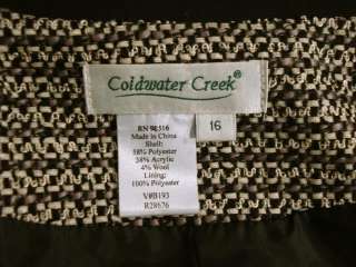   Creek 16 Black Tan Ribbon Boucle Weave Jacket Tie Front Tweed  