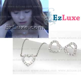 Korean Shining Inheritance Heart Necklace Earrings Set  