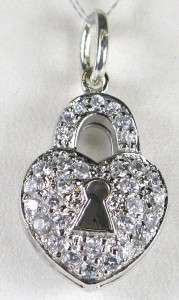   Silver 1.32ct Diamond Cut White Sapphire Heart Lock Pendant 4.8g