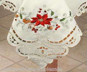 Christmas Embroidery Tablecloth 70x90 +8 napkin Holiday  