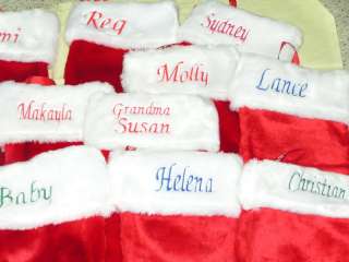 PERSONALIZED PLUSH RED WHITE CHRISTMAS STOCKINGS  