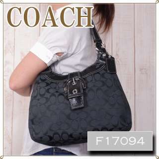 NWT COACH F 17094 Soho Signature Hobo Purse Handbag, black  