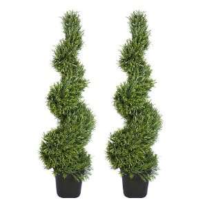   TWO 4 Pre potted Rosemary Artificial Topiary Trees.: Home & Kitchen
