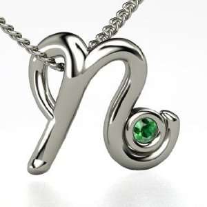   With Gem, Sterling Silver Initial Necklace with Emerald Jewelry