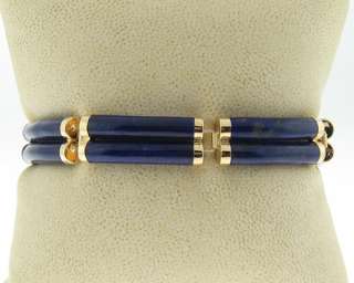 Estate Lapis Lazuli Solid 14k Yellow Gold 7 Bracelet  