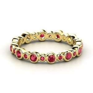 Heartbeat Band, 14K Yellow Gold Ring with Ruby