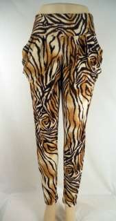 Zebra Wild Printed Harem Pants Beige  