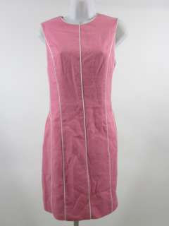 DAVID MEISTER Pink White Trim Sleeveless Linen Dress 10  