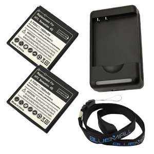  2x Standard Lithium Ion Battery (1900mAh) + Battery Charger for HTC 
