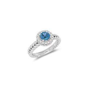  0.16 Cts Diamond & 0.52 Cts Swiss Blue Topaz Cluster Ring 