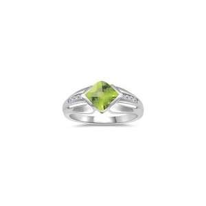  0.06 Cts Diamond & 1.02 Cts Peridot Ring in 14K White Gold 