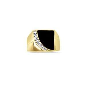  0.05 Cts Diamond & Onyx Mens Ring in 14K Yellow Gold 8.5 