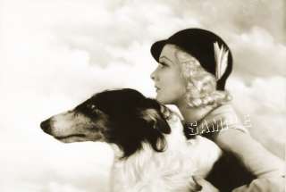 Vintage 1930s LADY Dog BORZOI *CANVAS* Photo ART LARGE  