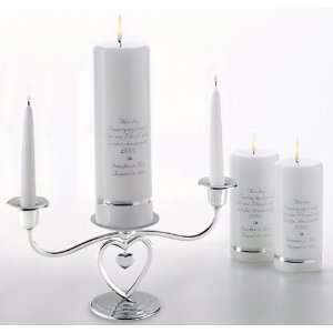  Deluxe Unity Candle Set with Silver Heart Stand