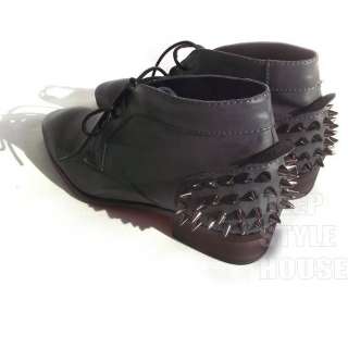   Studded Flats Leather Oxford Lace Up Dress shoes spiked Rock  