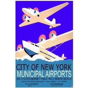 11x 14 Poster.  City of New York Municipal Airports  Poster. Decor 