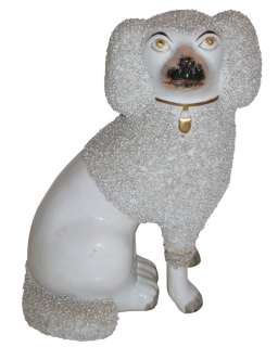Antique English Staffordshire Poodle Dog Figurine  