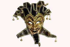 Brand New Jester Full Face Venetian mask UNIQUE Black  