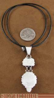 Navajo Indian Silver Jewelry Coral Pendant and Necklace  