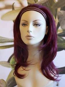   RED / PLUM 3/4 LADIES WIG FALL HAIR PIECE EXTENSION #99J  