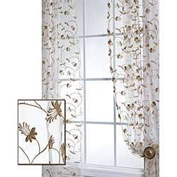   White Embroidered Organza 96 inch Sheer Curtain Panel  
