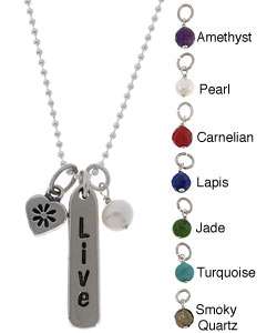Charming Life Silver Live Heart and Gem Charm Necklace  Overstock 