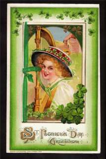 1912 schmucker lady booklet st.patricks day postcard  