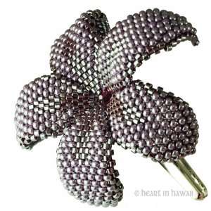   Plumeria Flower   pearly eggplant   beadwoven flower clip Beauty