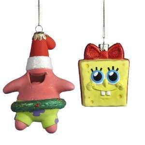  Spongebob and Patrick Glass Ornament, Assortment of 2