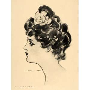  1908 Henry Hutt Victorian Woman Gardenia Hair Print 