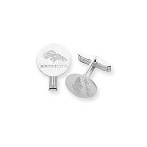  Sterling Silver Denver Broncos Disc Horsehead Cuff Links 