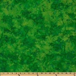  44 Wide Tonga Batik Hard Candy Leaf Sprays Green Fabric 