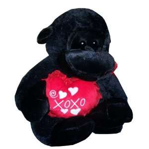    Large Plush Gorilla with XOXO Heart and Red Ribbon Toys & Games