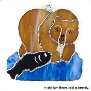  SW 186   GRIZZLY BEAR Stained Glass Night Light Cover   Night 