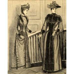 1890 Print Victorian Women Seal Skin Cape Camels Hair   Original 