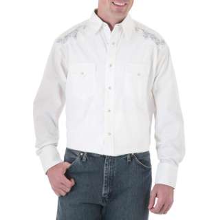 WRANGLER Mens FINE DETAL EMBROIDERY Shirt   XL  White  