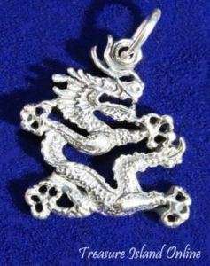 CHINESE ASIAN DRAGON .925 Sterling Silver Charm NEW  