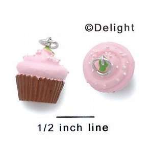 N1098+ tlf   Chocolate Cupcake with Pink Frosting and Sprinkles   3 D 