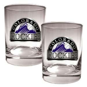   Rockies MLB 2pc Rocks Glass Set   Primary Logo