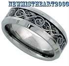 Tungsten Carbide Silver Laser Dragon Figure Celtic Wedding Ring Size 8