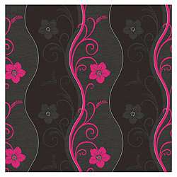 Buy Arthouse Rhythm motif black & pink wallpaper from our Wallpaper 