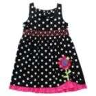 Youngland Girl’s Toddler Dress Flower 2T White/Pink/Black Dot