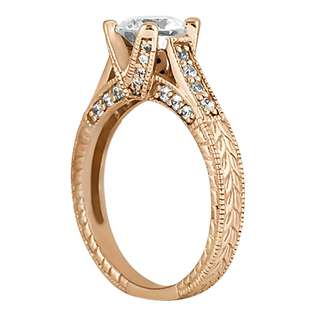 Antique Style Engagement Ring and Matching Wedding Band 18k Rose Gold 