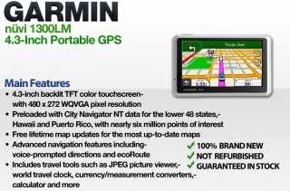 GARMIN nüvi 1300 4.3 GPS Navigation System w/ Life Time Maps 