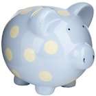 Elegant Baby Classic Pig Bank with Cream Polka Dots   Pastel Blue