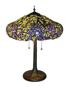 WISTERIA Stained Glass Tiffany Style Table Desk Lamp Retail $ 1870 NEW 